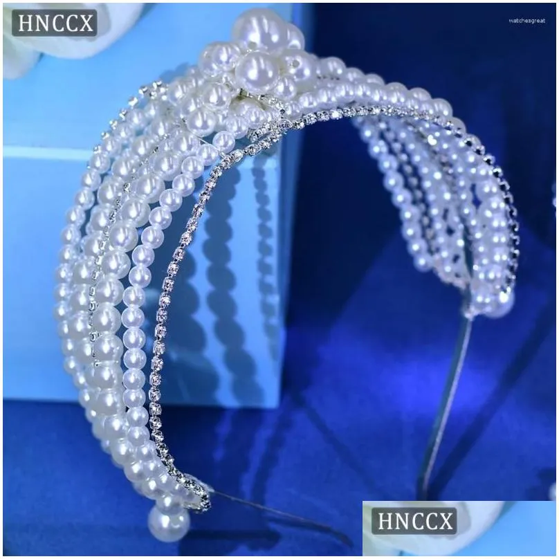 Hair Clips Fashion White Pearl Hoop Elegant Full Bridal Headbands Wedding Accessories For Women Girls Headwearar CP626