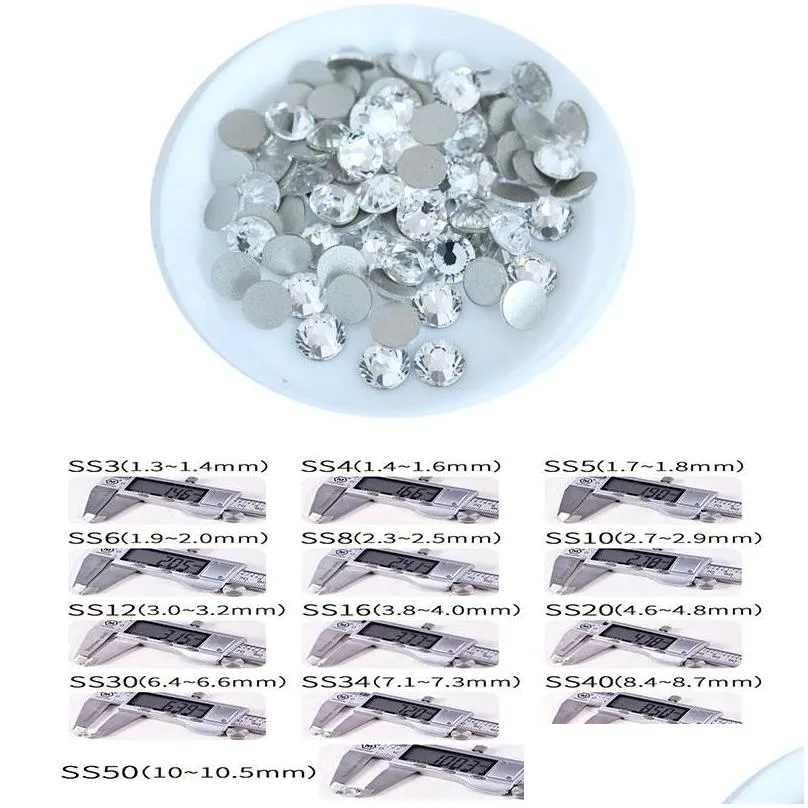 Nail Art Decorations 14400Pcs In Bulk Package Wholesale Flatback Lt Sapphire Non Fix Glitter Rhinestones SS3-SS20 For H1052