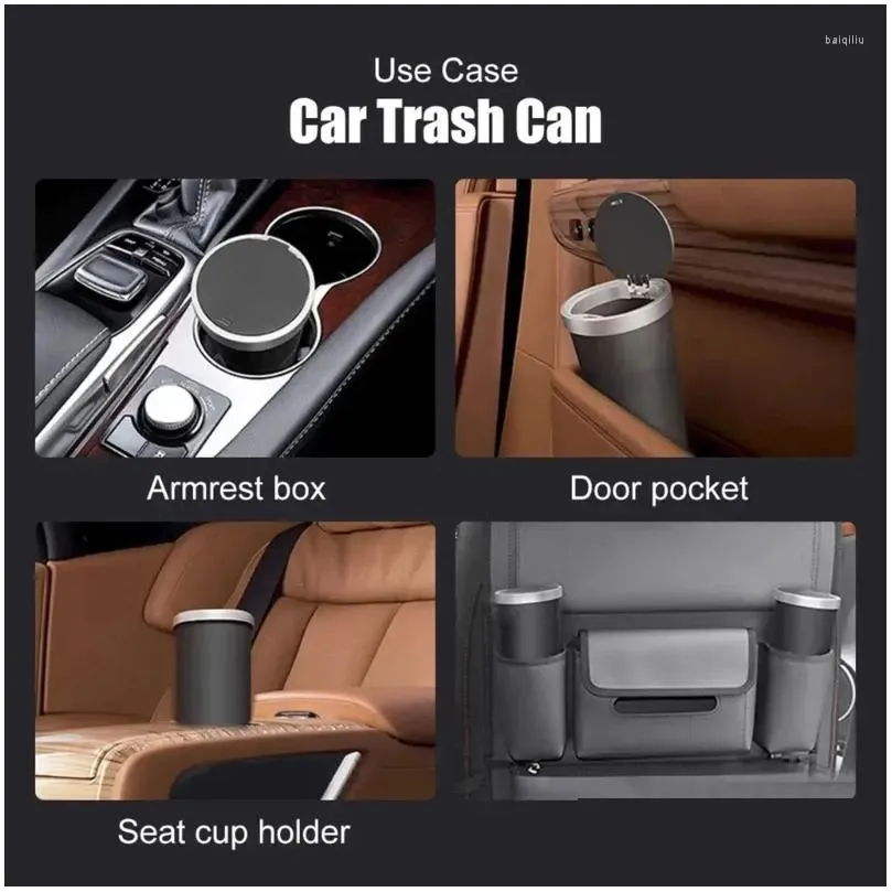 Interior Accessories Car Mini Trash Can Cup Holder Bin Leak-proof Odor Blocking Waterproof Accessory Waste For SUV Sedan TruckDrop