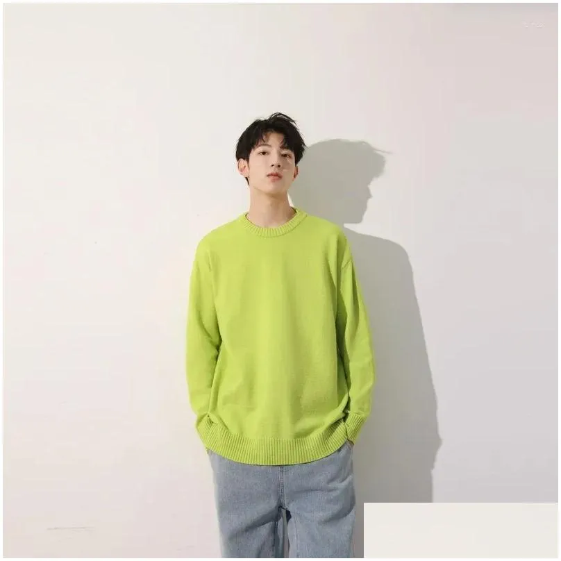 Men`s Sweaters High Quality Solid Color Winter Basic Sweater Fashion Long Sleeve Simple Loose Casual Japan Style Premium Knitted