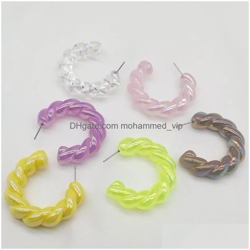 stud ujbox wholesale bulk multicolor rainbow clear acrylic twist earrings hoop for women 231127