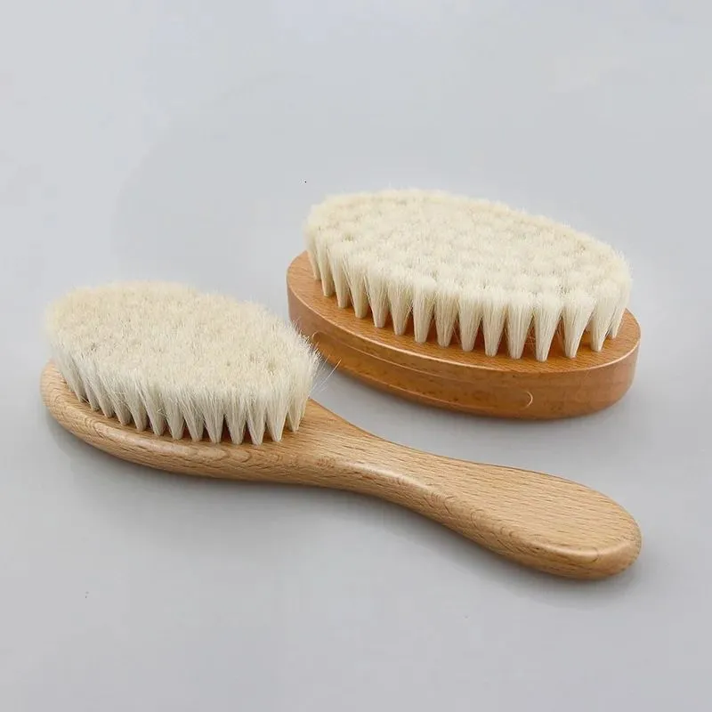 Sdatter Baby Care Pure Natural Wool Wooden Brush Comb Hairbrush born Hair Infant Head Massager 240309