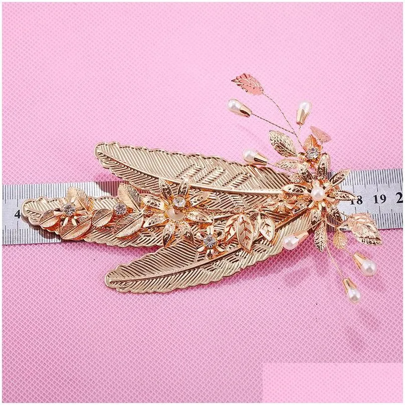 Hair Clips Barrettes Unique Design Fashion Gold Plated Alloy Leaf Shape Hairclip Accessory For Women Jewelry Drop Delivery Hairjewe