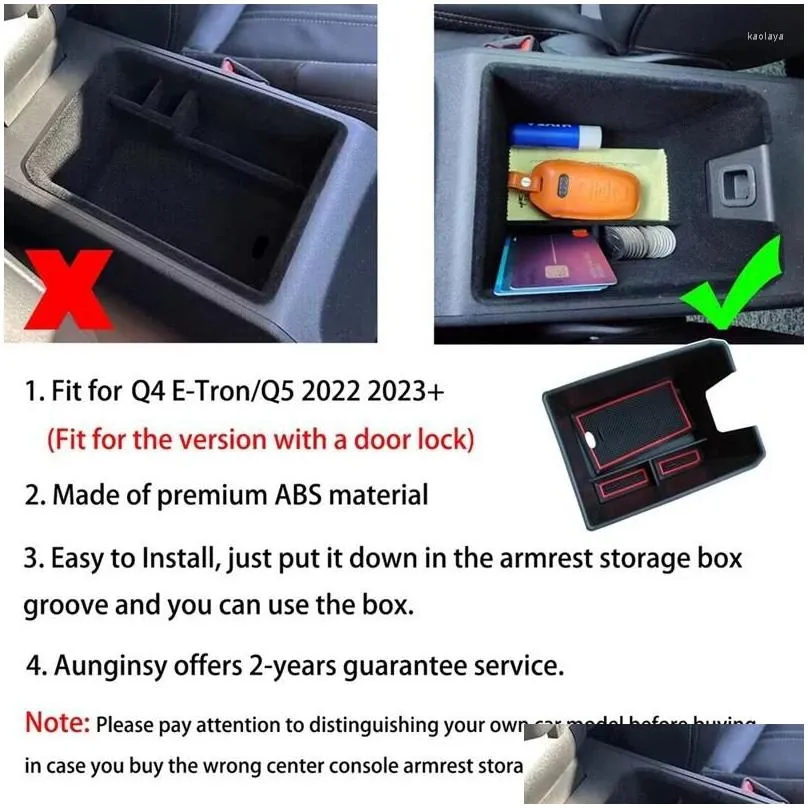 Car Organizer Armrest Storage Box For Q4 E-Tron 2024-2024 Q5 Center Console Tray Interior Spare Parts