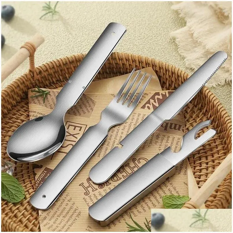 Dinnerware Sets Stainless Steel Silverware Set High Quality 4 In 1 Flatware Durable Spoons Knives And Forks For Home