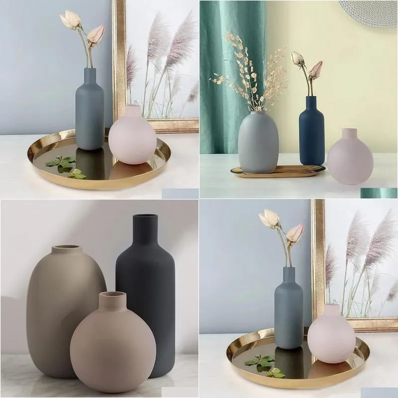 Vases Ceramic Modern Farmhouse Vase Neutral Small For Table Living Room Shelf Bookshelf Drop Delivery Home Garden Decor Otzfa