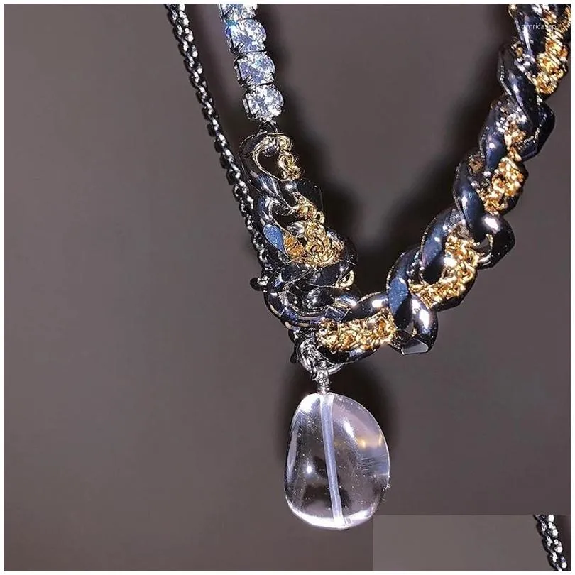 Chains 2024 Goth Punk Transparent Water Drop Pendant Necklace For Women Korean Fashion Mti-Layer Choker Jewelry Delivery Otnoz