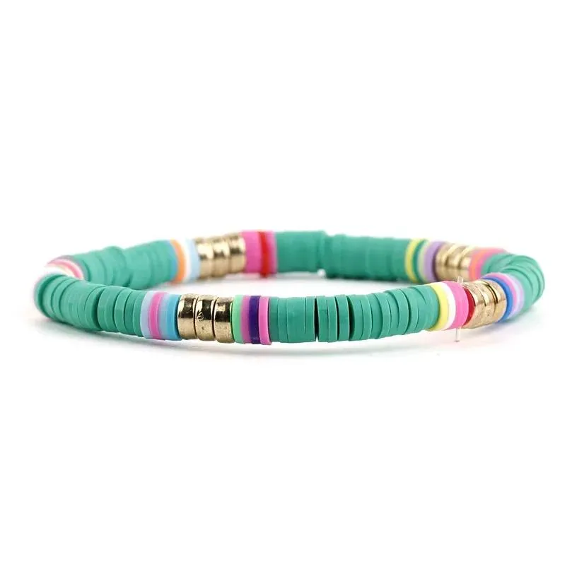 Charm Bracelets Bohemia 6mm Women Fashion Multicolor Polymer Clay Wrist Ethnic Jewelry Bracelet Gift For Friend Couple