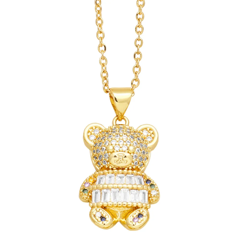 Pendant Necklaces Chunky Gold Plated Bear For Women Fuchsia Crystal Teddy Animal Cz Jewelry Friends Gifts Nkep53 Drop Delive Delivery Ot5Fy