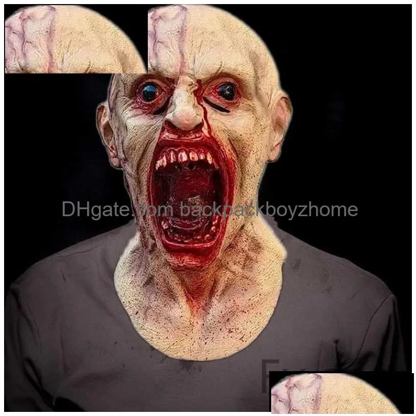 Other Event & Party Supplies Halloween Costume Cosplay Scary Vampire Fl Face Skl Mask Horror Movie Zombie Alien Infected Latex Headgea Dhuoo