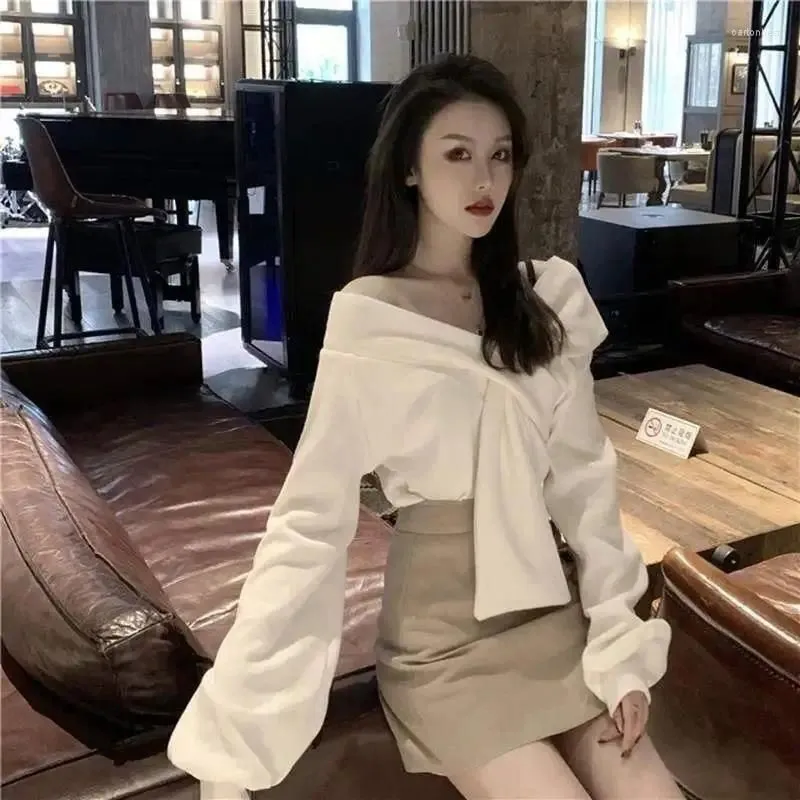 Work Dresses Harajpee Irregular Design Suits Long Sleeved V Neck Knit Top Women Spring Autumn High Waisted Slimming Skirt Two Piece