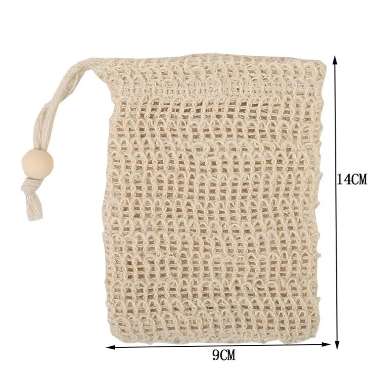 Exfoliating Mesh Bags Pouch For Shower Body Massage Scrubbers Natural Organic Ramie Soap Bag Sisal Loofah Moisturizing Bath Spa Foaming With Drawstring