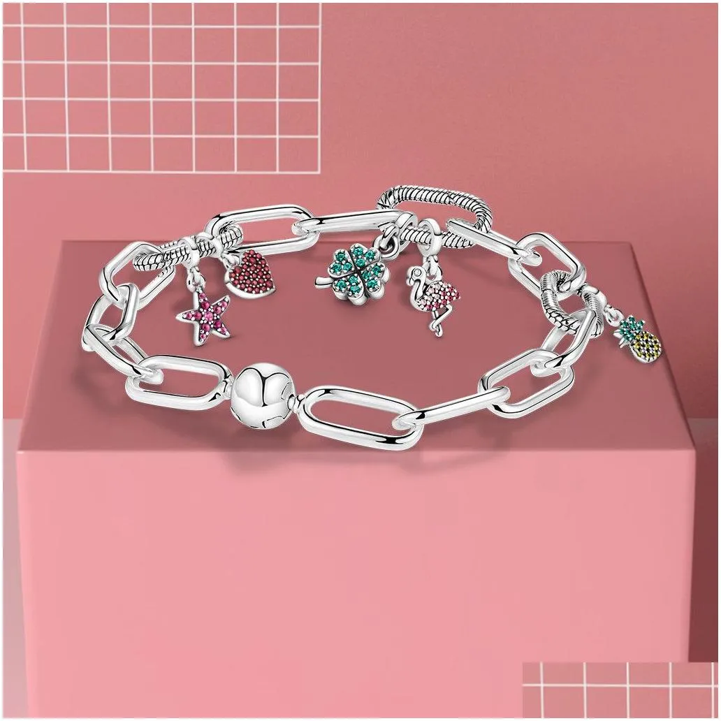 2023 Hot 925 Sterling Silver Me Slender Link Bracelet DIY Fit Pandoras Charm bracelet for women Beads designer Jewelry Gift With Original