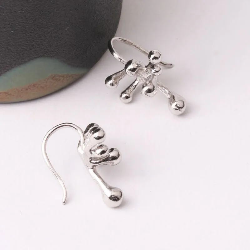 Original 925 Sterling Silver Flower Stud Earrings Female Simple Abstract Design Handmade Trend Fashion All-Match Jewelry