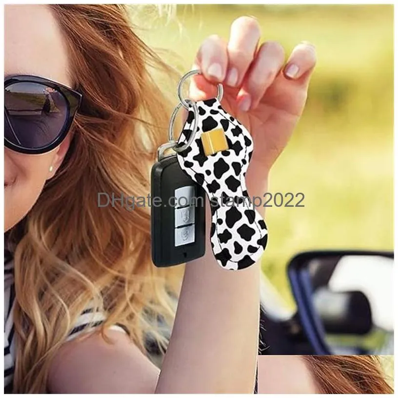 mini lipstick holder keychain lip balm holders elastic waterproof neoprene lipstick sleeve keychains for birthday gift
