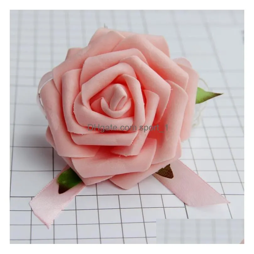 wedding wrist flowers bridesmaid silk rose corsages hand flower artificial flowers for wedding decoration 4 colors g11302137436