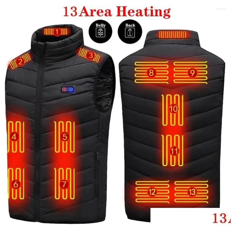 Motorcycle Apparel 13 Places Areas Heated Vest Warm USB Winter Jacket Washable Electric Oversized 5XL For Outdoor Hunting