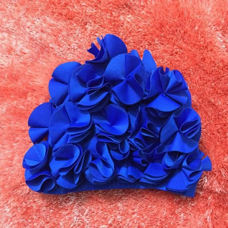 Colors Three-dimensional Petal Swimming Caps For Long Hair Outdoor Women Flowers Design Cap Delicate