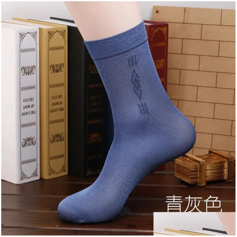 10 PairsLot High Quality Brand Men Business Casual Black Silk Socks Spring Summer Male Black thin Socks FT1086452427