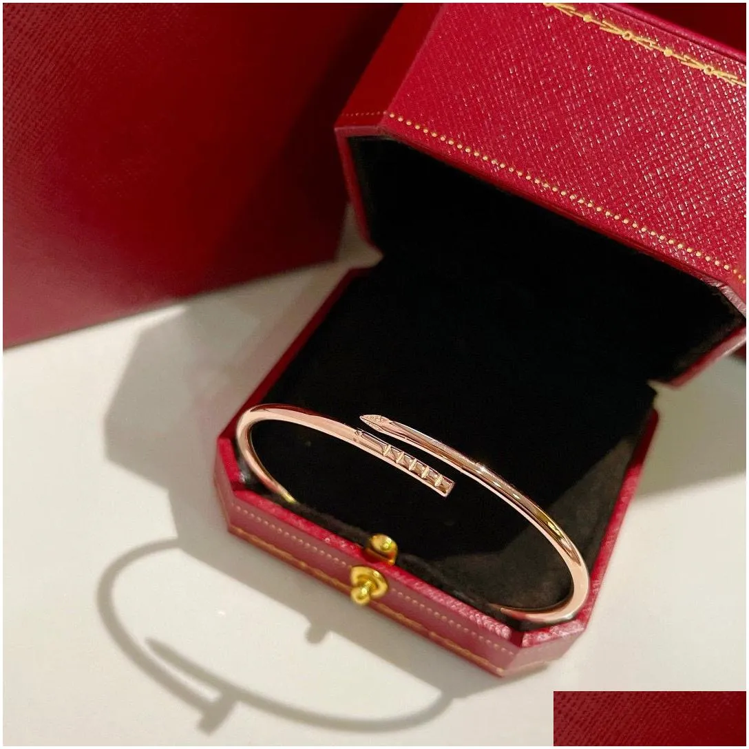 3mm Thin Nail Bracelet Stainless Steel Bangle Ladies Gold Bracelets Cuff Bangles Rose 18k Diamond