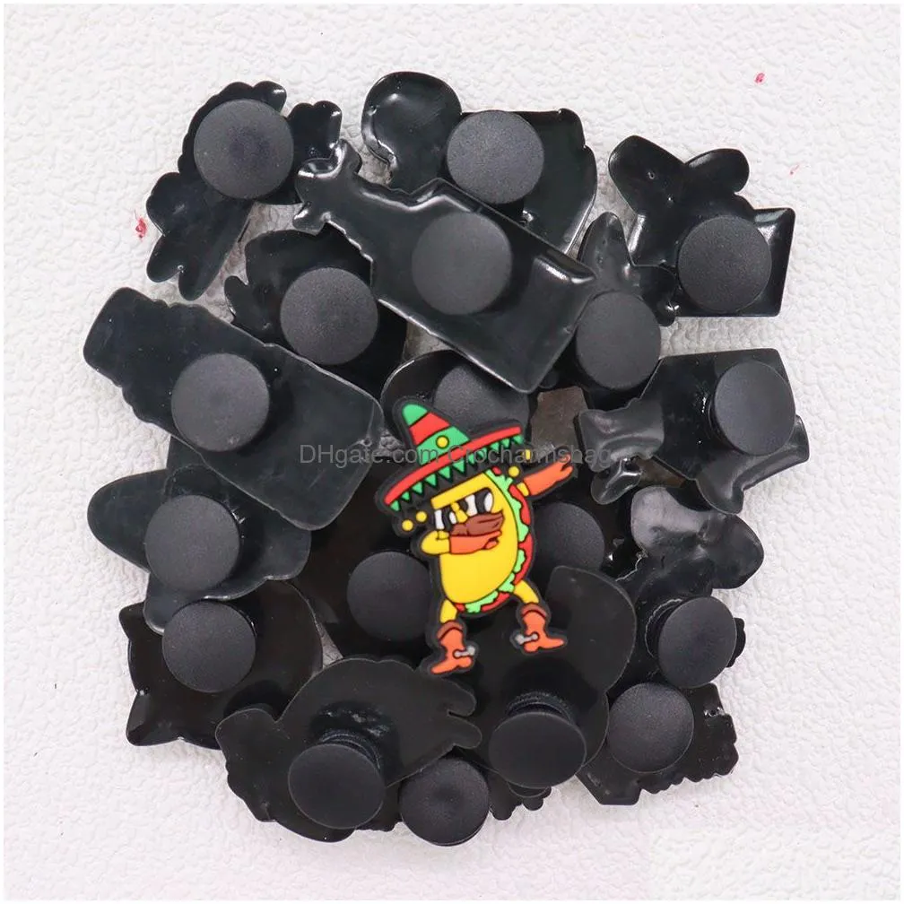 Shoe Parts & Accessories Moq 20Pcs Pvc Mexican Burrito Chili Wine Cactus Lemon Nachos Charms Decoraiton Buckle For Bands Bracelets Dro Dhcuy