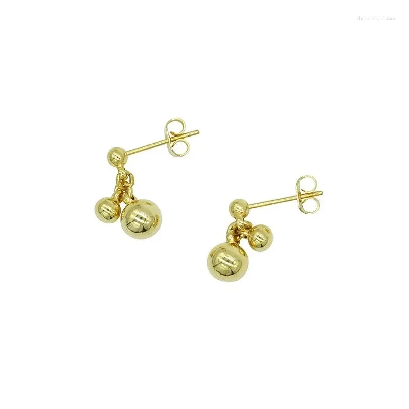 Stud Earrings 925 Sterling Silver Three Beads Gold For Women Simple Cute Girl Gift Mini Smooth Sphere Piercing Jewelry