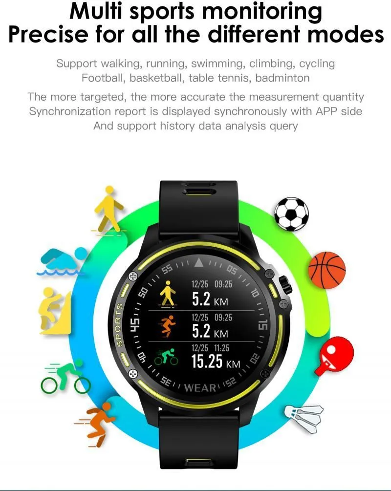 2019 new L8 IP68 water resistant smart watch ECG heart pressure multi exercise mode smart Bracelet3419545