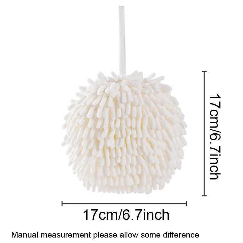 Soft Chenille Kitchen Bathroom Hand Towel Ball Wall-Mounted Hanging Wipe Cloth Quick Dry Super Absorbent Microfiber Hand Towels