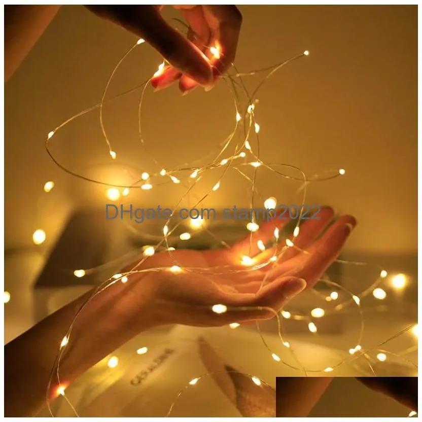 led fairy string lights copper wire starry flashing firefly home holiday party decoration craft diy props warm white colorful 1meter