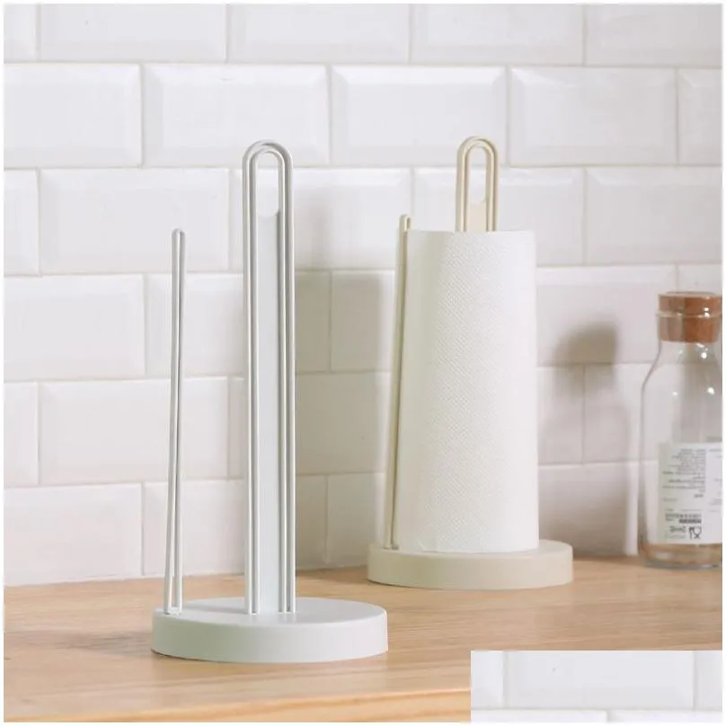 Paper Towel Holders Simple Vertical Roll Holder Kitchen Napkin Creative Desktop Perforated Storage Rack Drop Delivery Home Garden Ho Otzil