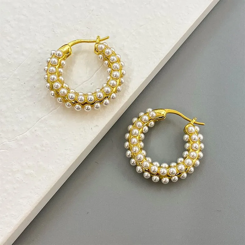 Retro Fashion Wild Pearl Earrings Stud High-End Gold-Plated Winter Models Trend Niche Design Ins Jewelry Accessories