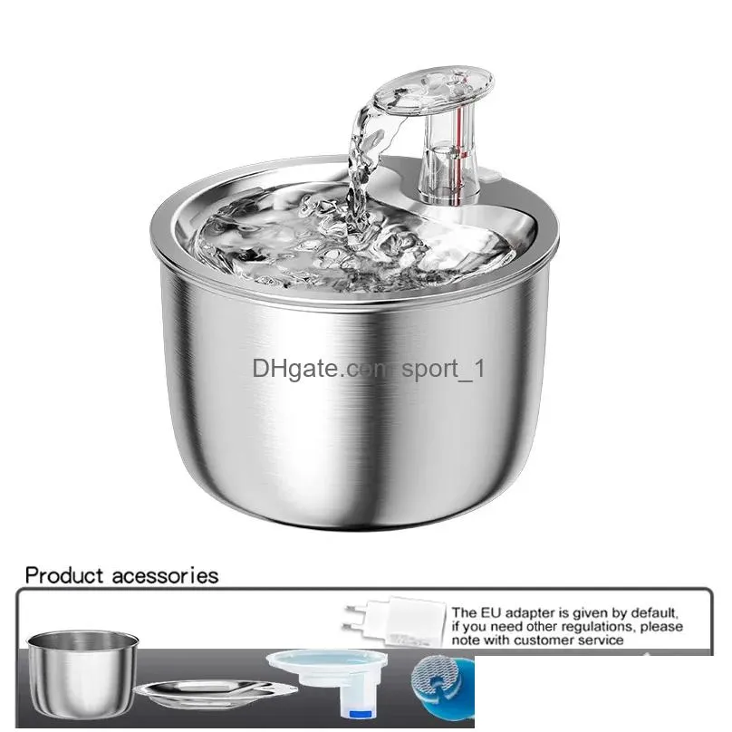 supplies cat water fountain 2l automatic stainless steel pet fountain dog water dispenser ultraquiet pump for cats filter accessories