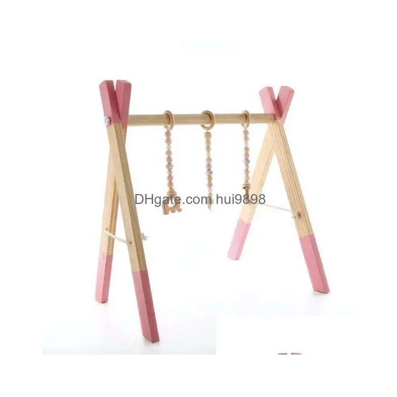 Sports Toys Wooden Gym Play Set Infant Nursery Sensory Ring Pl Toy Nordic Style Baby Frame Activity Hanging Bar Drop Delivery Gifts O Dhk1C
