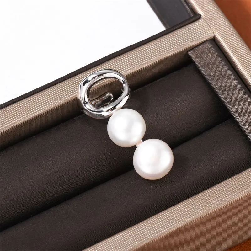 Ins Style Fashion Personality Screw Back Natural Freshwater Pearls Without Pierced Ear Bone Clip-on Right Ear Single Female All-Match