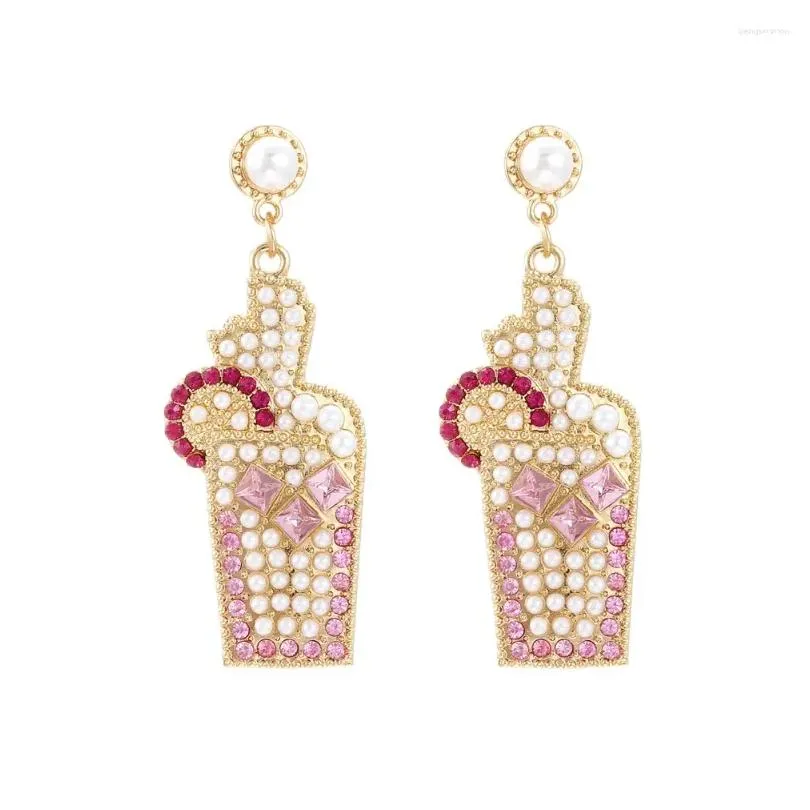 Dangle Earrings Luxury Alloy Pearl Fruit Cocktail Drop For Women Bohemia Shinny Crystal Statement Pendant Earring Jewelry Gifts