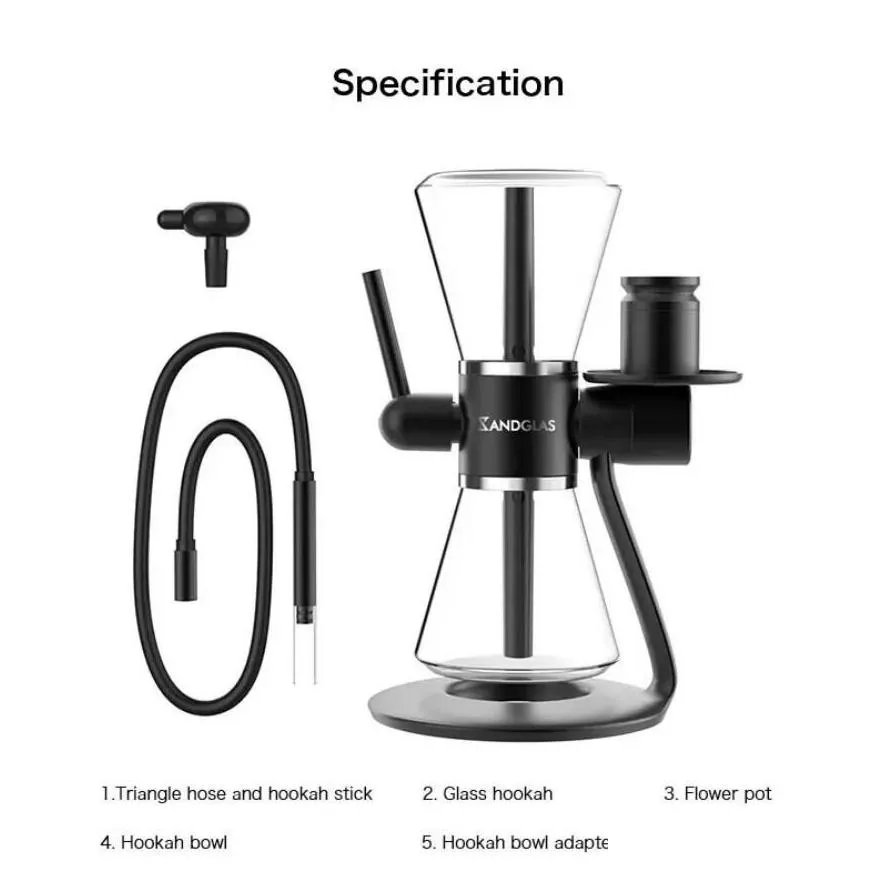 Other Electronics Original 2022 Glass Hookah Bong 360 Rotating Smoking Complete Set Aluminum Hourglass Shisha Suit Water Pipe Chicha Dhmbv