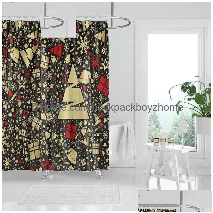 Shower Curtains Household Waterproof Fabric Home Curtain Accessories 90X180 240 X 200 Christmas Peripheral Q240116 Drop Delivery Dhw1A