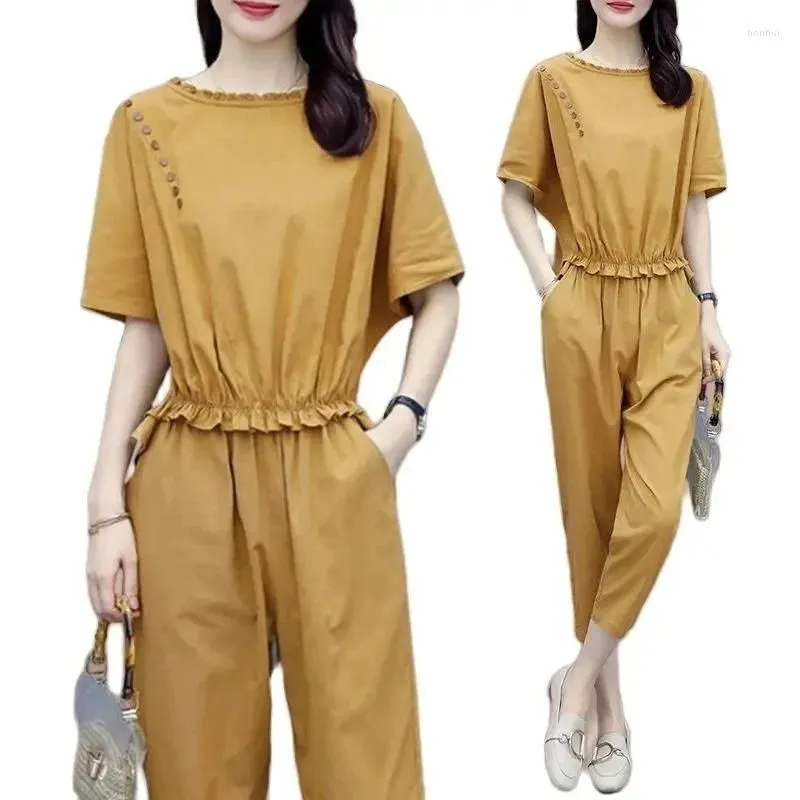 Women`s Two Piece Pants Suit Plus Size 2024 Summer Casual Tracksuit Women Fashion Younger Sister Set Trendy