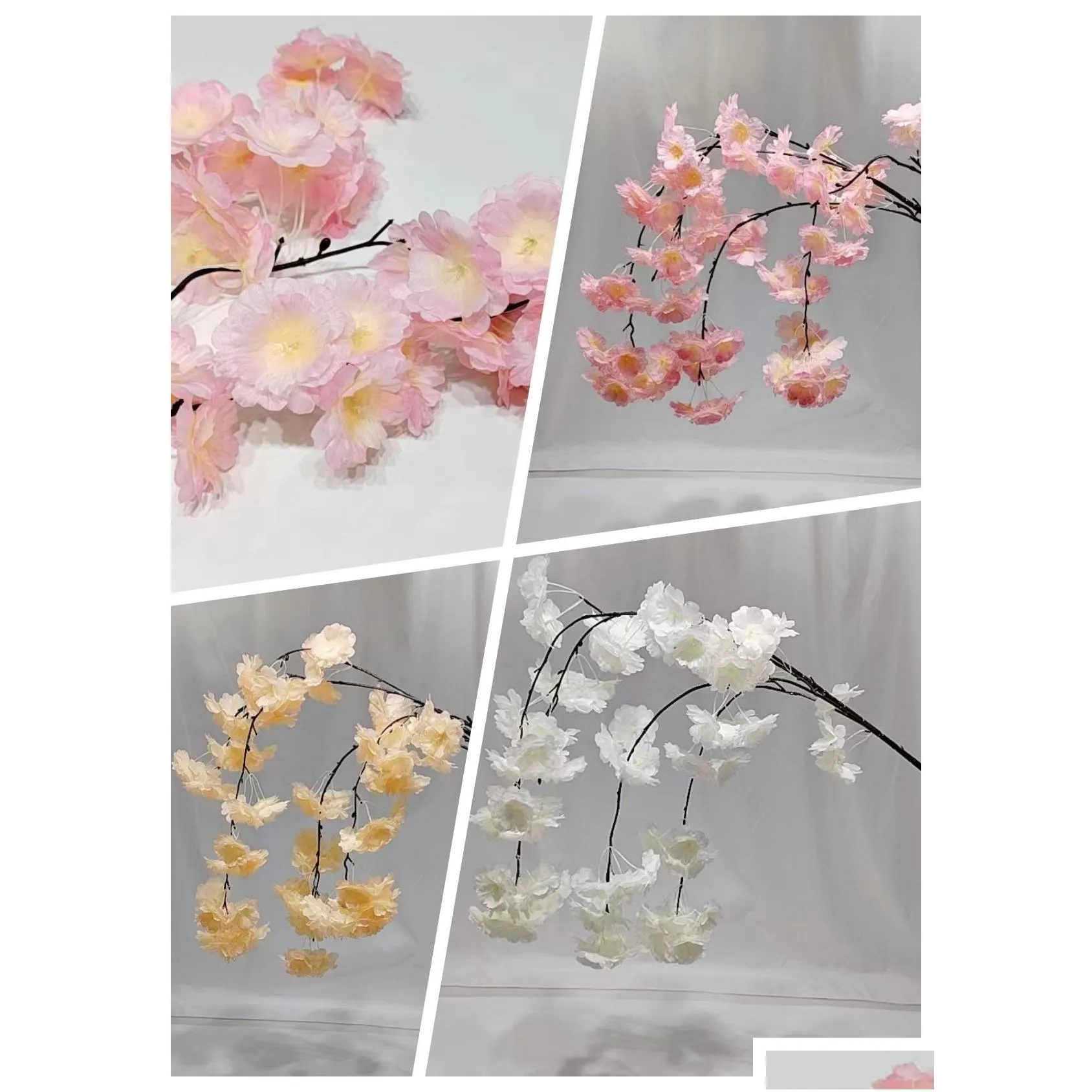 Decorative Flowers Wreaths Artificial Hanging Cherry Blossom Branch For Wedding Home Decoration Drop Delivery Garden Festive Party S Ot54X
