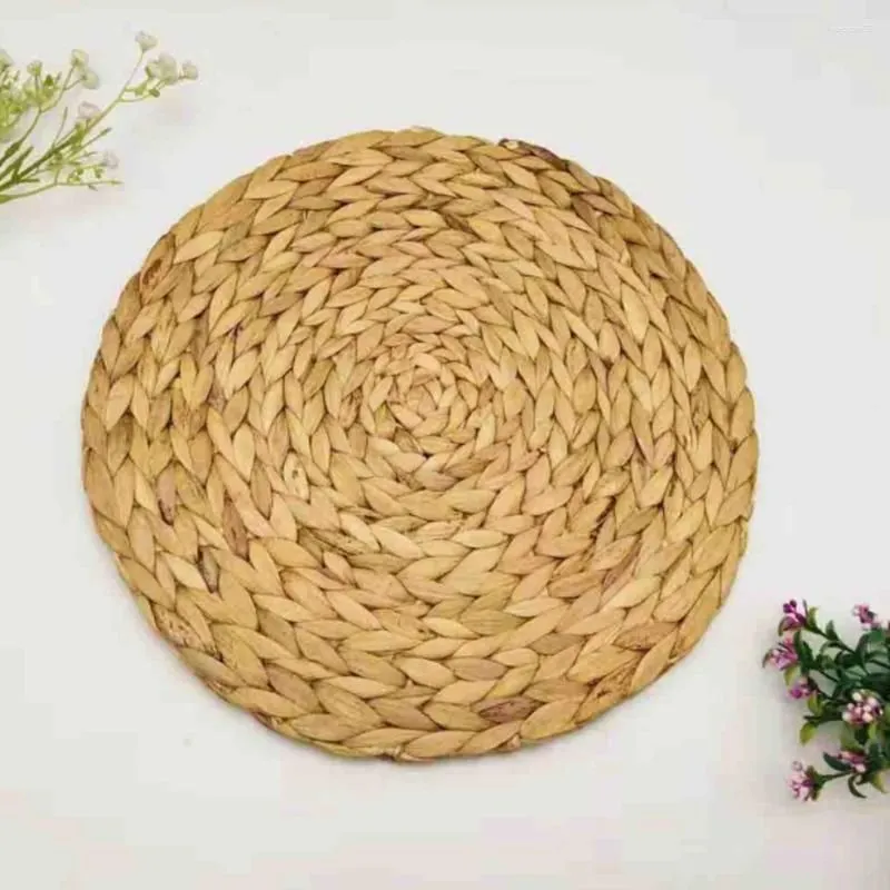 Table Mats 2 Pack Round Water Hyacinth Placemat Quality Woven Wicker Place 38cm