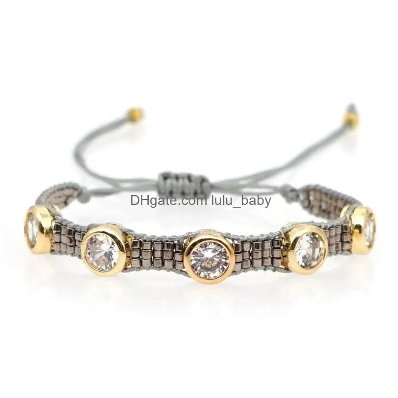Charm Bracelets Yastyt Luxury Rhinestones Jewelry For Women Handmade Bead Woven Leopard Pattern Bracelet Gold Sier Color Jewellery D Dhhln