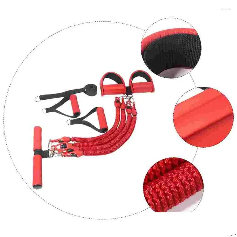 Resistance Bands Four-tube Pull Rope Exercise Handles Foot Pedal Tension Sports Fitness Emulsion Feet Pulling