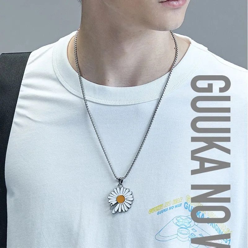 Tide brand daisy necklace GD the same hip hop street couple hanging chain pendant accessories wild
