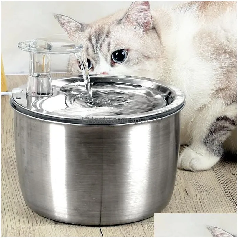 supplies cat water fountain 2l automatic stainless steel pet fountain dog water dispenser ultraquiet pump for cats filter accessories