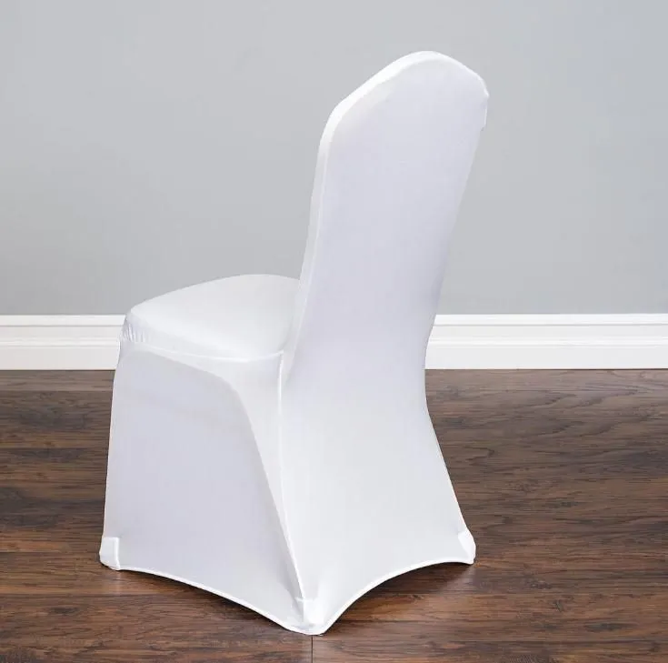 Fast Shipping Wholesale Universal White Chair Cover Spandex Elastic Lycra Hotel Banquet Party Wedding Chair Covers Wholesale