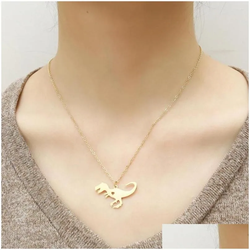 Pendant Necklaces Stainless Steel Tyrannosaurus Rex Necklace Children Gift Dinosaur Jewelry For Him