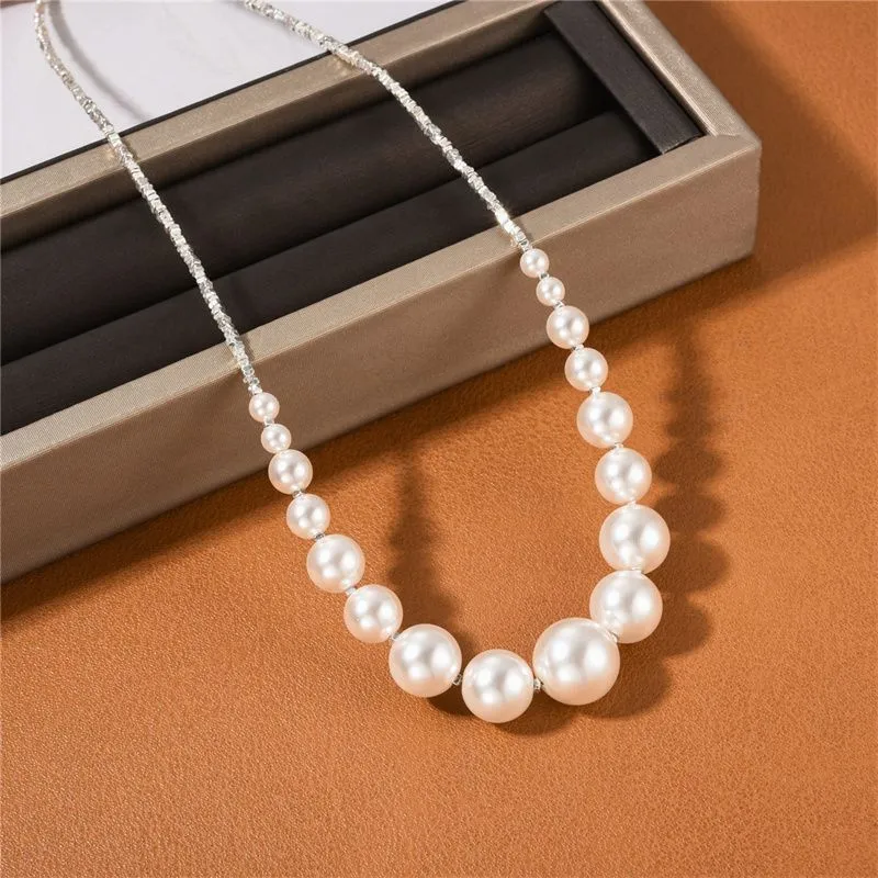 French Light Luxury S925 Silver Crushed Zircon Smile Gradient Strong Pearl Necklace Women`s Banquet Fashion Charm Jewelry