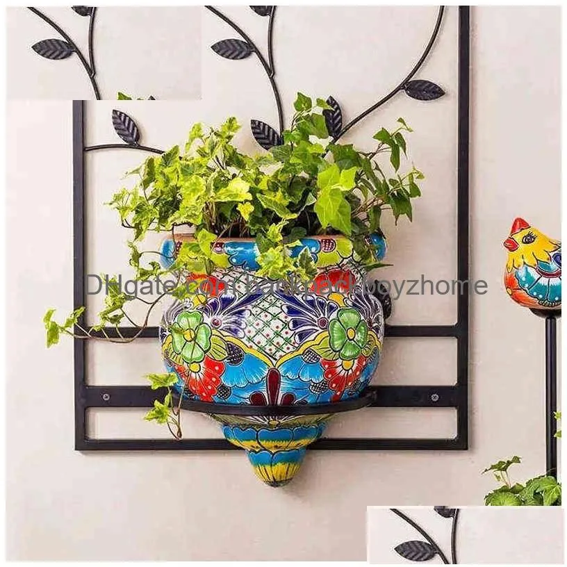 Planters & Pots Resin Flower Pot Handmade Statue Flat-Backed Wall Planter Crafts Decor For Home Gardening Ornaments Ki Yq231018 Drop D Dh2Qo