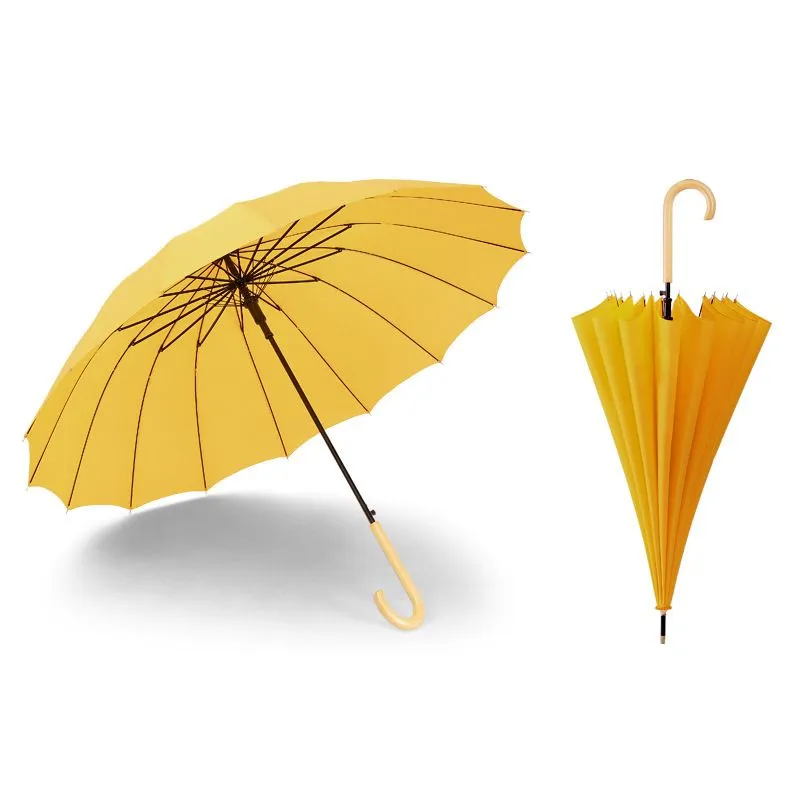 Rainy Sunny Semi-Automatic Umbrellas Solid Color Long Straight Handle Strong Windproof Large Umbrella Multi Colors Men Women Paraguas Fuertes A Prueba De