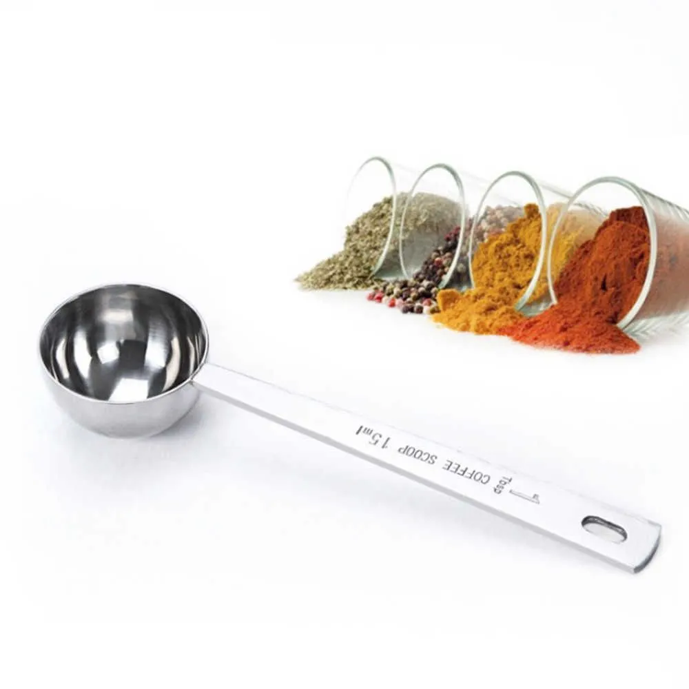 15ml Stainless Steel Coffee Scoop Measuring Scoop Long Handled Metal Milk Powder Tea Leaves Measure Spoon Tablespoon